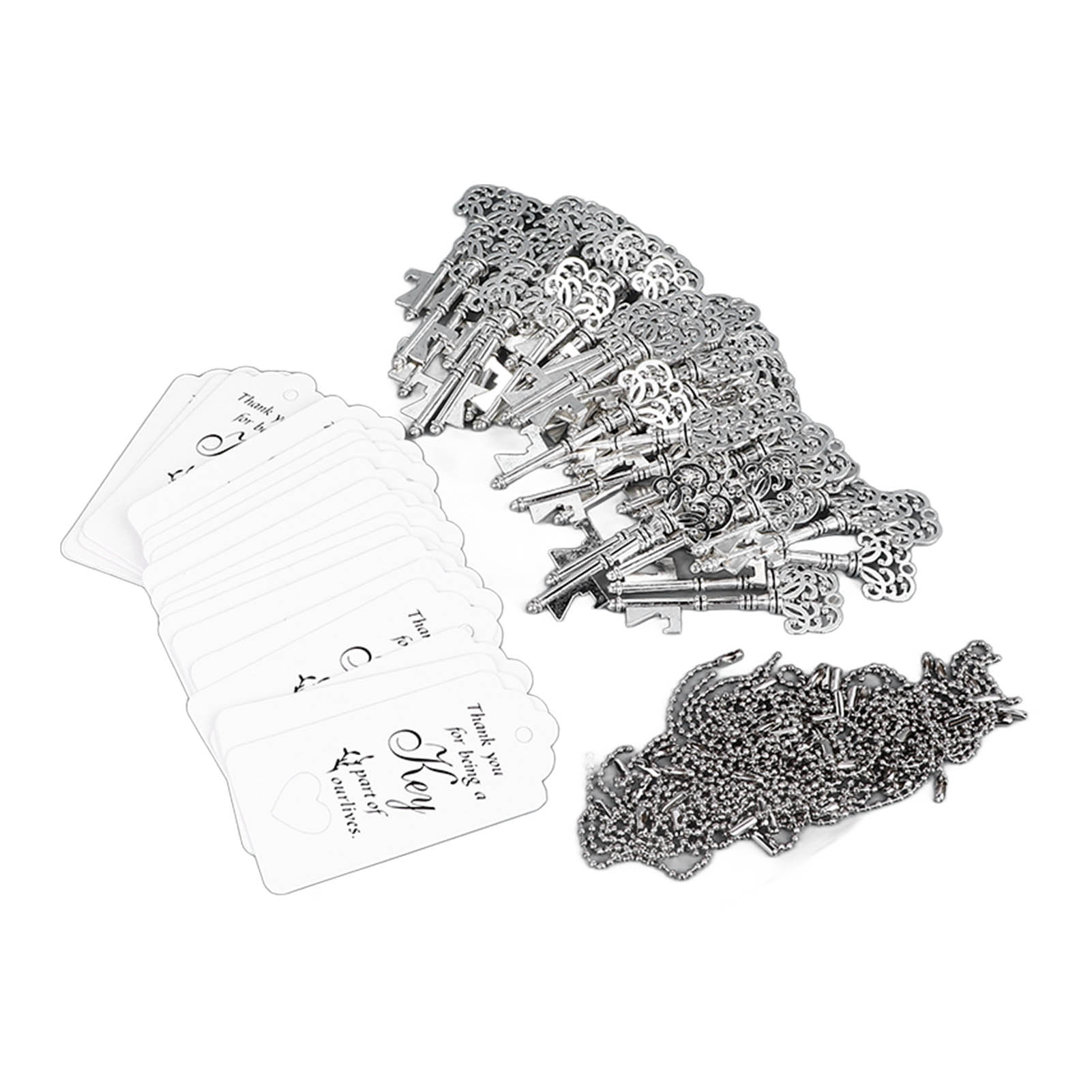 Set Mit 50 Antiken Silbernen Flaschenöffnern In Schlüsselform, Schlüsselanhänger Mit Geschenkanhängern, Gastgeschenke Für Hochzeitsfeiern, Antiker Skelett-flaschenöffner