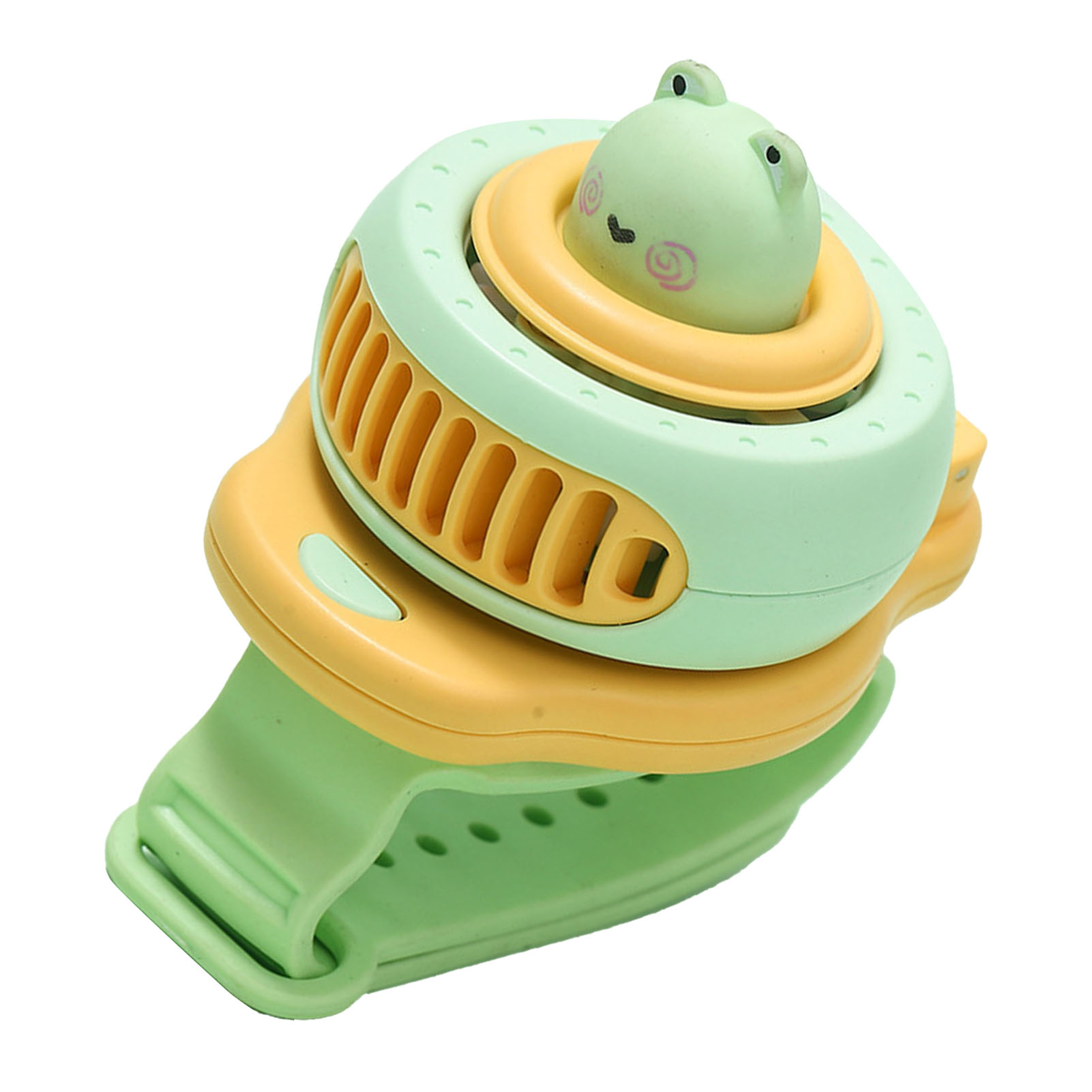 Innovativer Kinderuhr-ventilator, Cartoon-design, Usb-anschluss, Tragbar, Klein, Mini, Armband, Grün