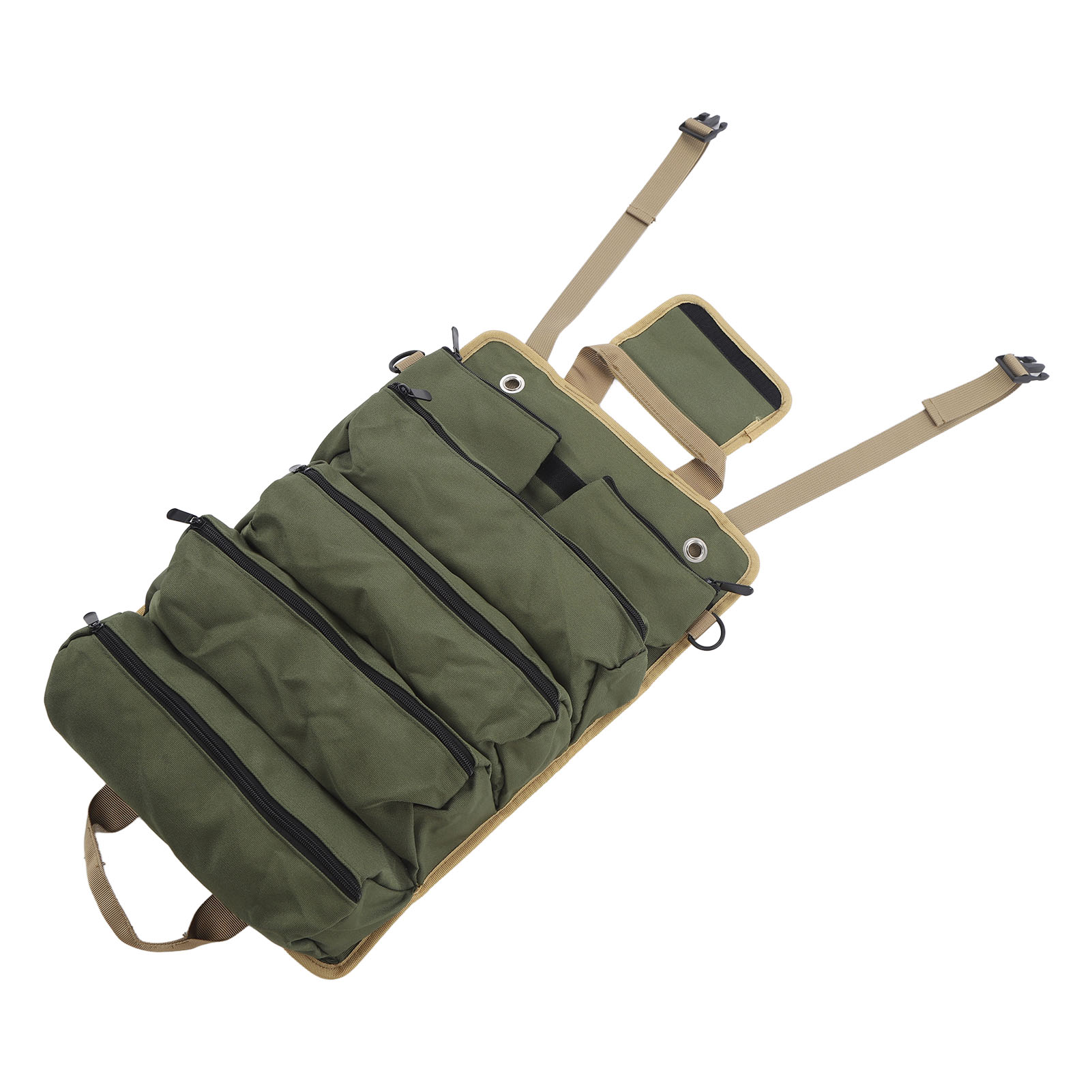 Mehrzweck-werkzeugtasche Zum Aufrollen, Tragbarer Stauraum Aus Oxford-canvas, Separate Fächer, Organizer Für Gartenarbeit Und Camping, Grün
