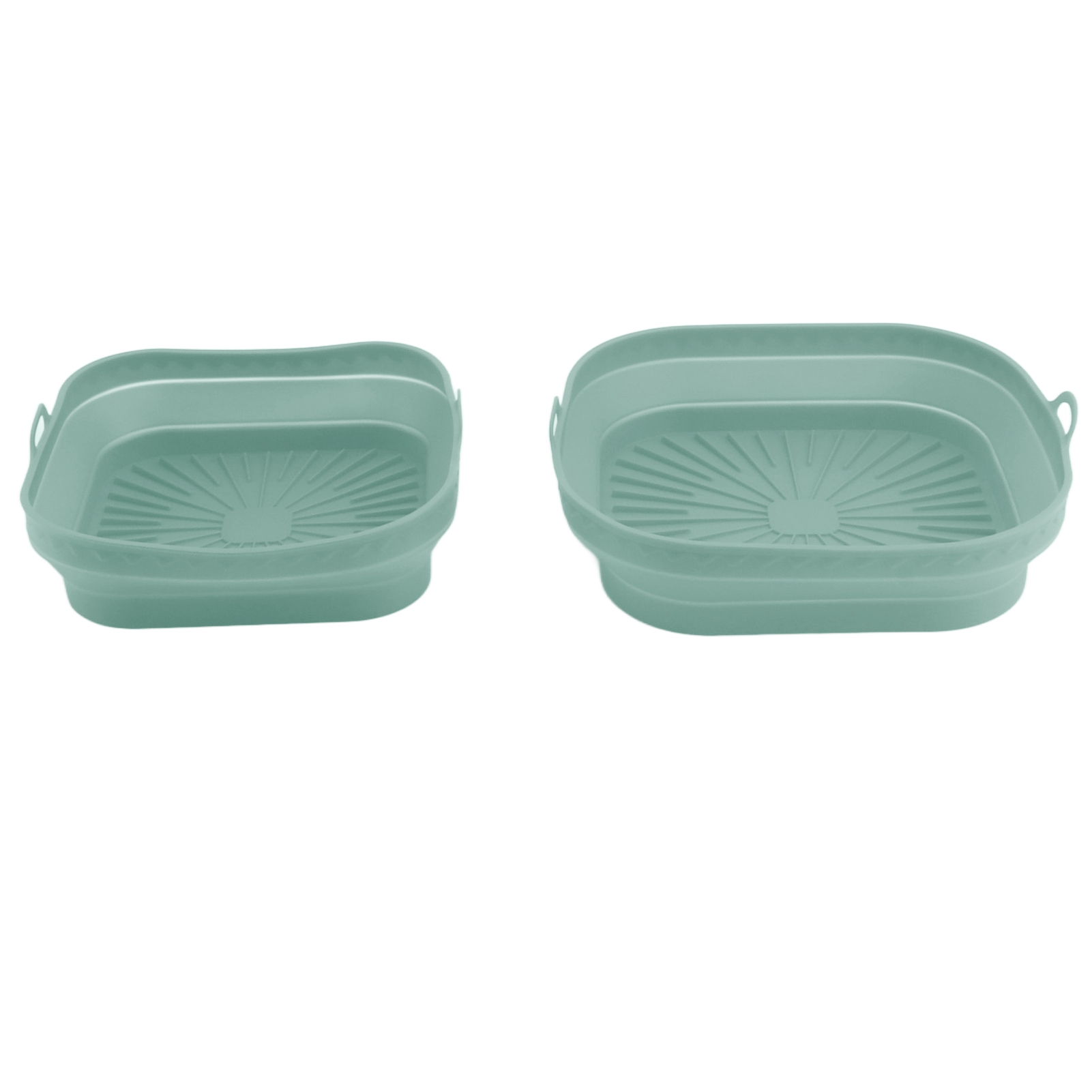 Set Mit 2 Wiederverwendbaren Silikoneinsätzen Für Fritteusen, Faltbare Quadrate, Grün, Zum Backen Von Kuchen, Brot Und Fleisch