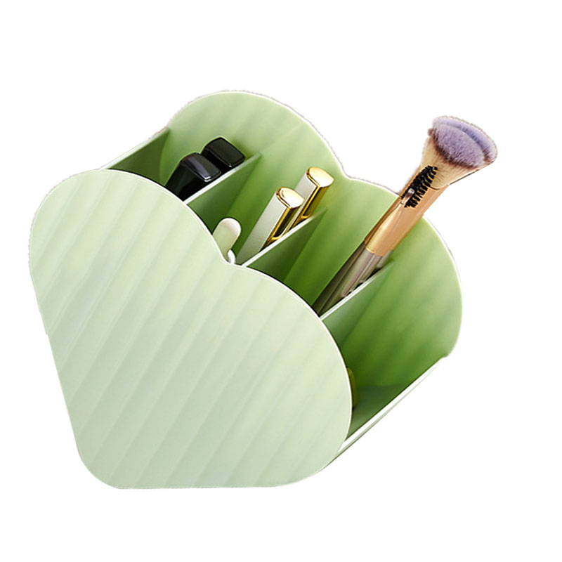 Herzförmiger Make-up-organizer, 4-facher Pinselhalter, Hellgrün, Für Schminktisch, Badezimmer Oder Büro