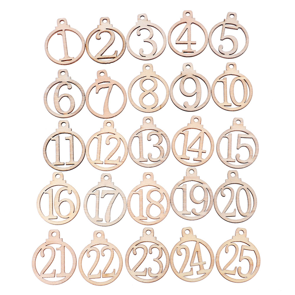 25 Adventskalender-anhänger Aus Holz (1 Bis 25) - Dekorationen Für Zuhause Und Weihnachtsfeiern
