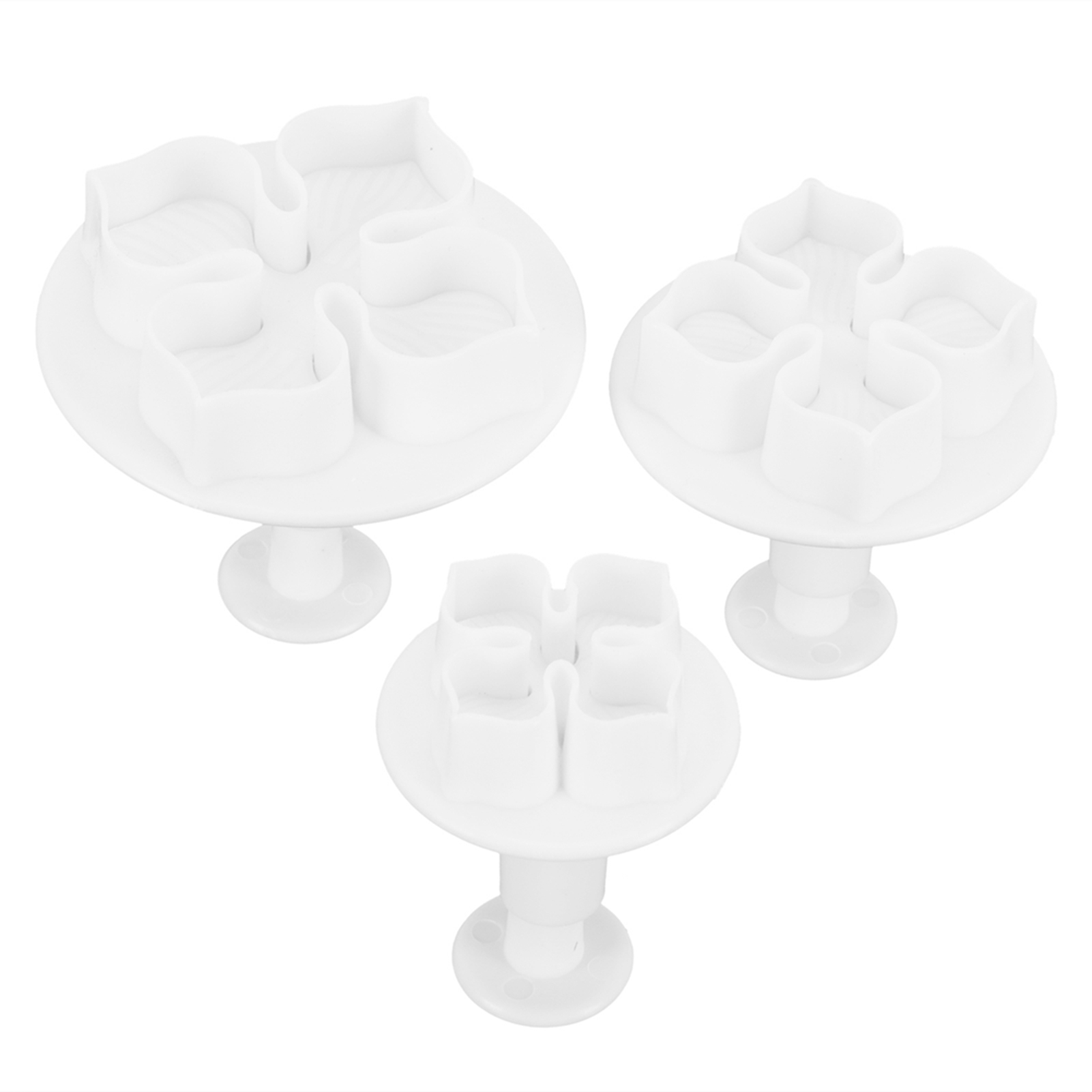 3 Backformen Mit Hortensienmuster, Ausstechformen Mit Federmechanismus, Backutensilien