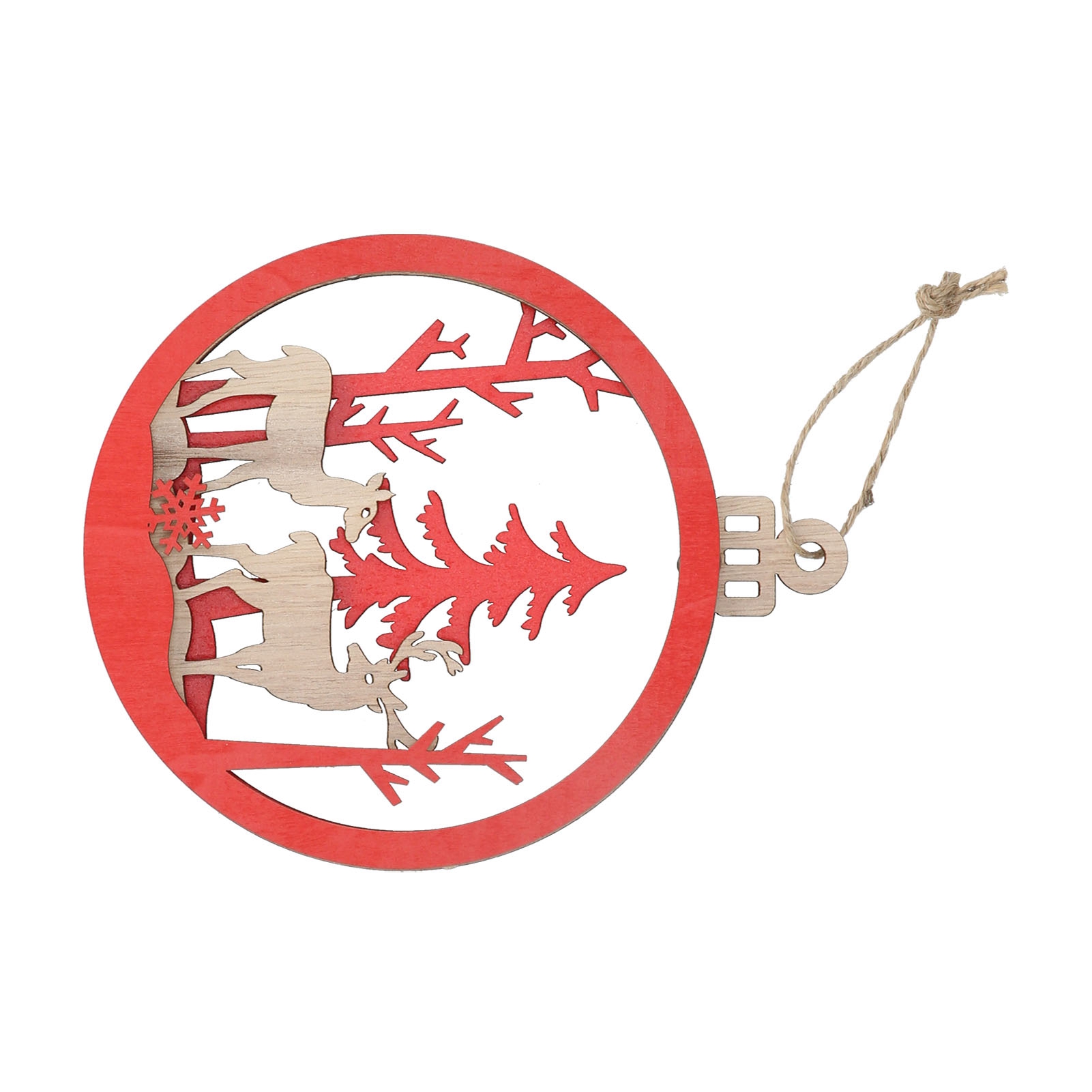 Ornament Aus Lindenholz, Dreidimensionale, Glühbirnenförmige Hängedekoration, Weihnachtsdekoration Für Den Innenbereich, Doppelhirschmotiv