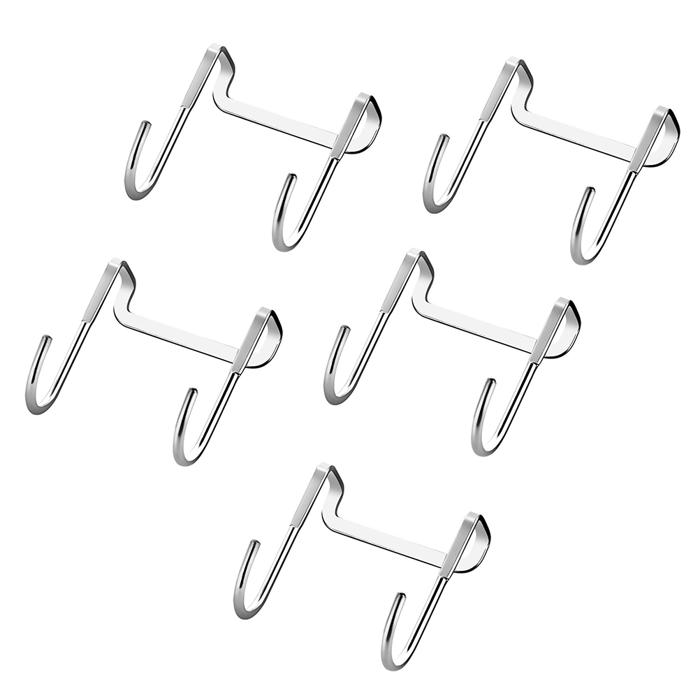 Set Aus 5 Doppelhaken Aus Edelstahl 304 Für Schränke Und Schubladen, Mit Halterungen Für Handtücher Und Türhänger.