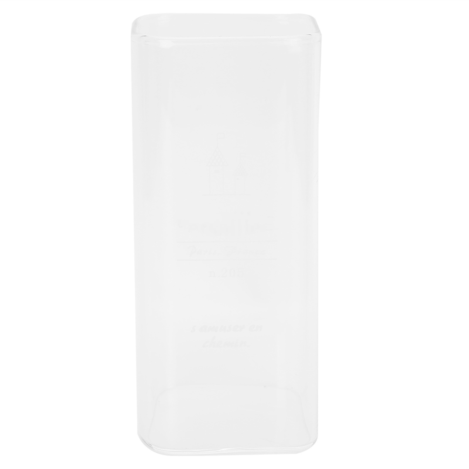 Quadratischer, Hitzebeständiger Glasbecher Mit Burgmotiv (400 Ml), Ideal Für Wasser, Milch Und Frühstück.