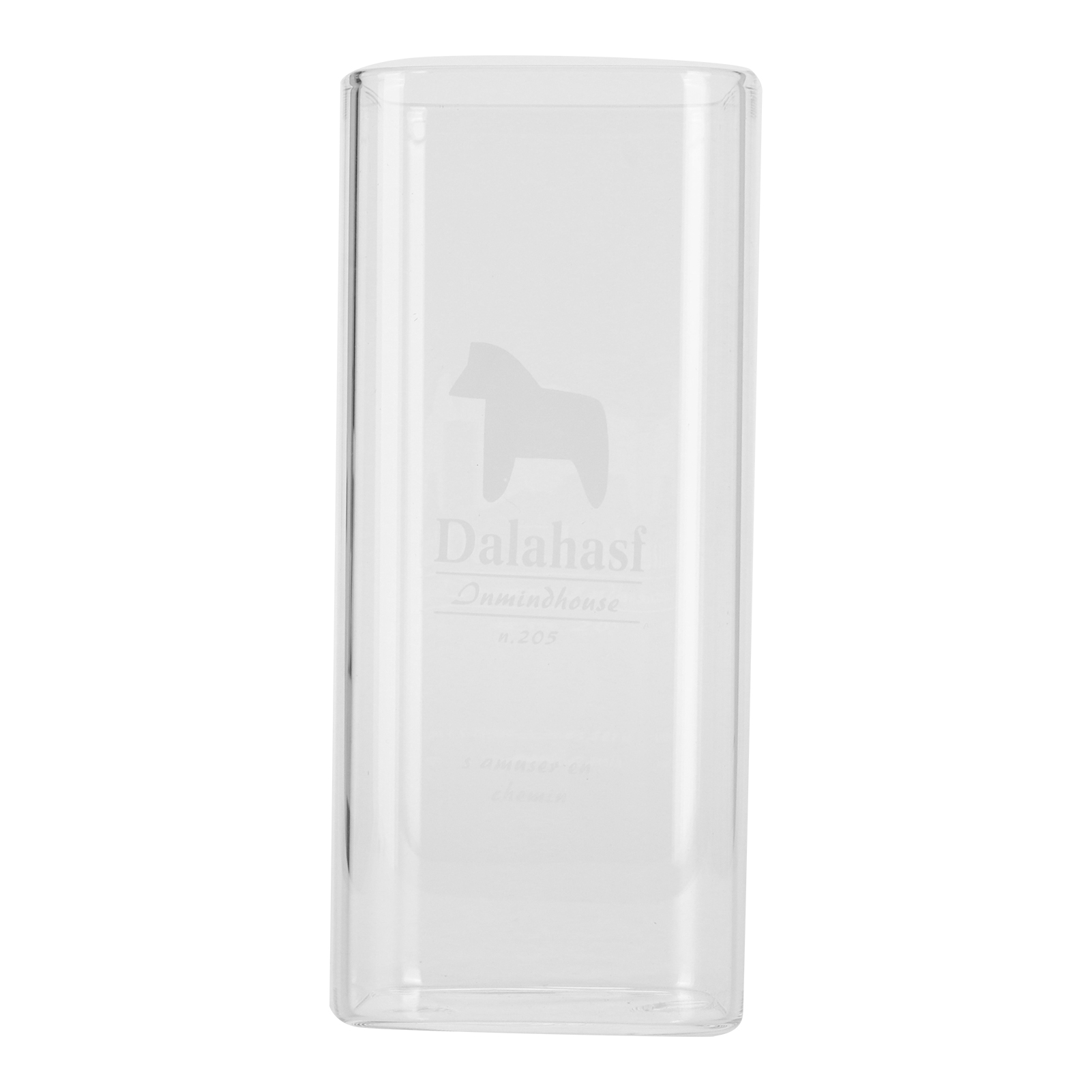 Quadratischer, Hitzebeständiger Glasbecher (400 Ml) Für Wasser, Milch Und Frühstück. Mit Pferdemotiv.
