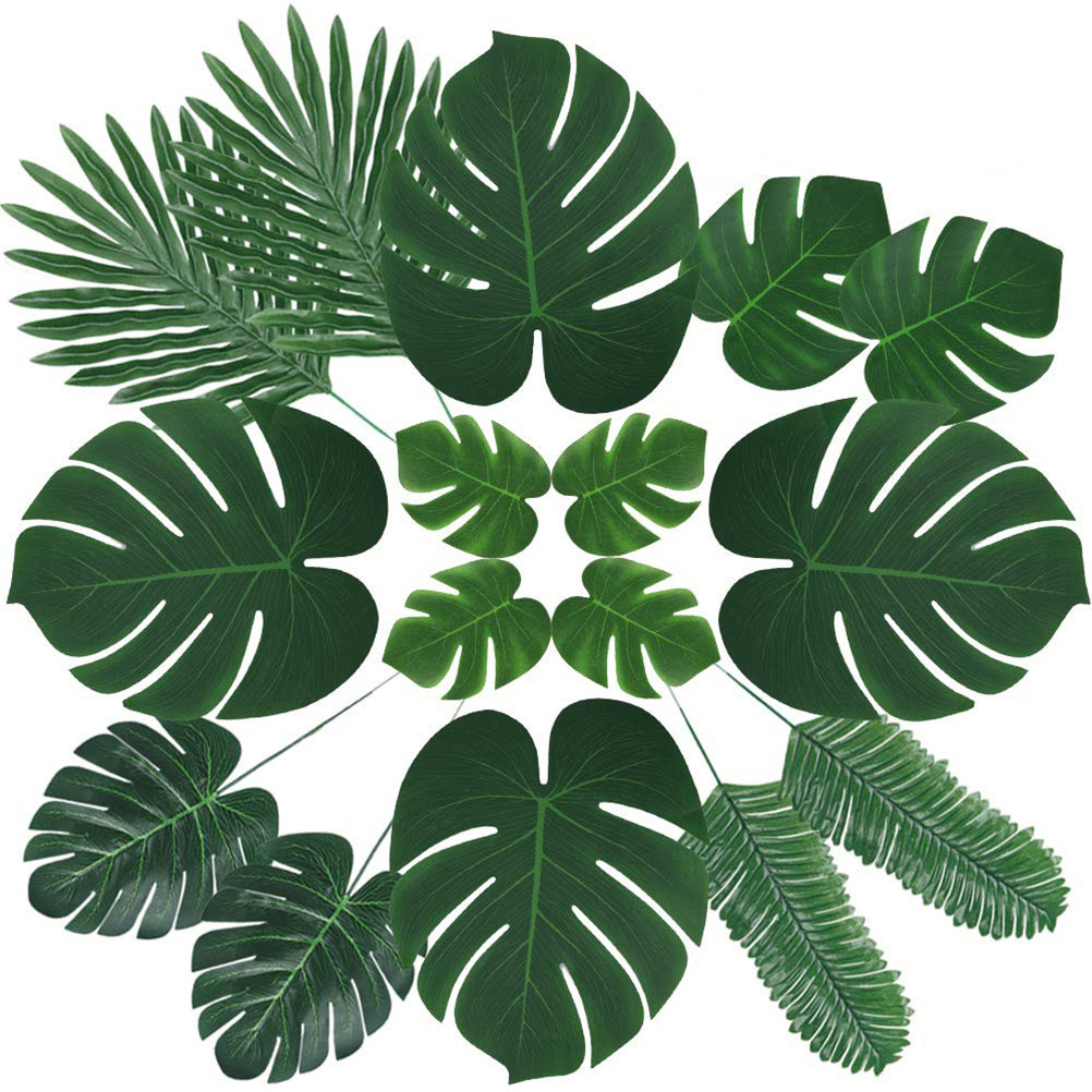 Set Mit 60 Künstlichen Tropischen Blättern, Hawaiianische Heimdekoration