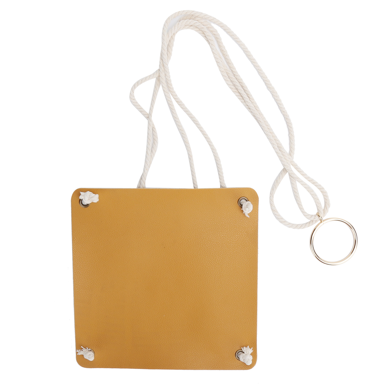 Hängender Pflanzständer, Sockel Aus Pu-leder, Baumwollseilnetz, Hängekorb Für Blumentöpfe, Gelb, 20 Cm