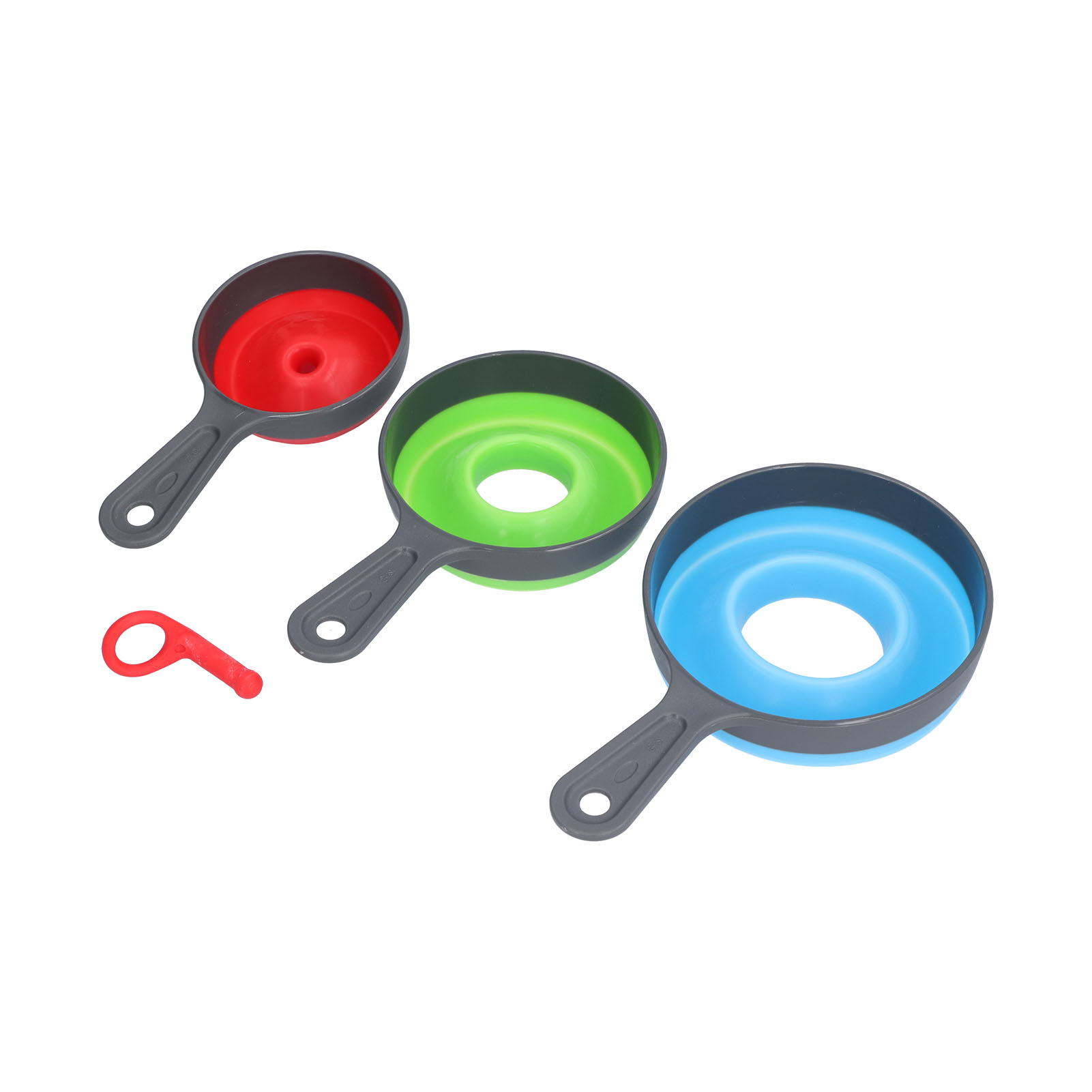 Set Mit 3 Zusammenklappbaren Silikon- Und Abs-trichtern, Platzsparend, Leicht Zu Reinigen Und Langlebig Für Die Küche.