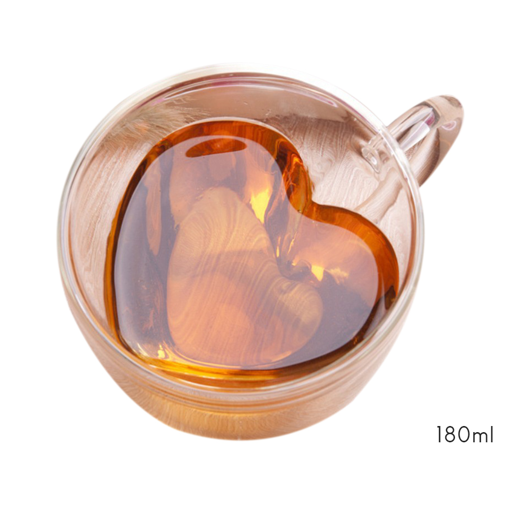Herzförmiger, Doppelwandiger Glasbecher, Hitzebeständig, 180 Ml/240 Ml