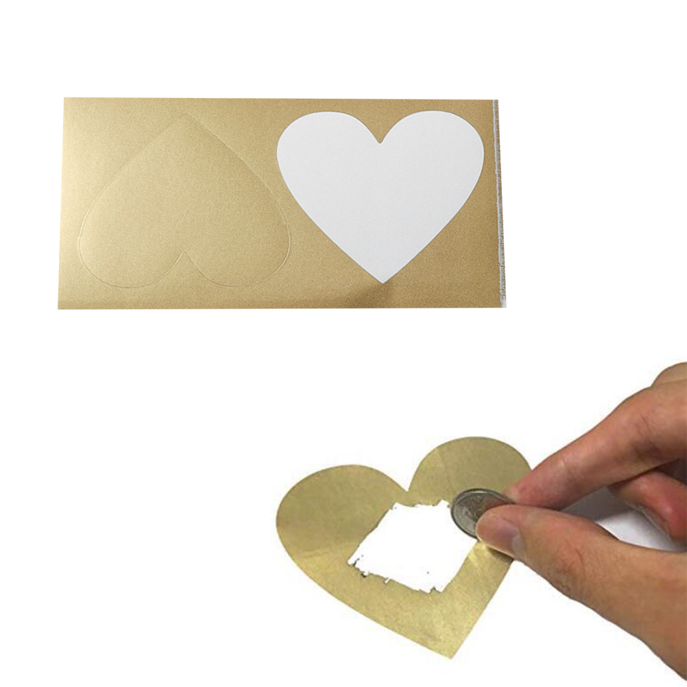 Herzförmige Rubbelaufkleber, Herzförmige Rubbeletiketten Für Grußkarten, Postkarten Und Briefe.