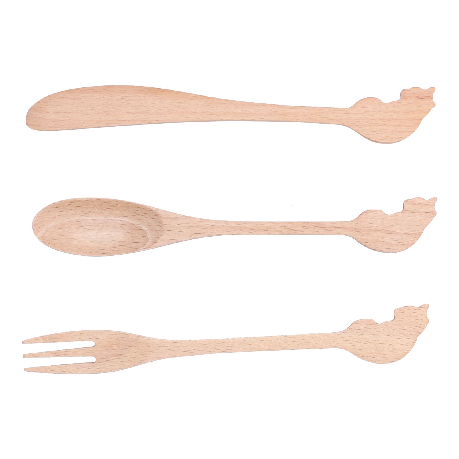 Set Aus 3 Wiederverwendbaren Holzbesteckteilen, Handgefertigt, Bestehend Aus Einem Löffel, Einer Gabel Und Einem Tragbaren Suppenlöffel, Ideal Zum Kochen, Für Picknicks Und Hotels.