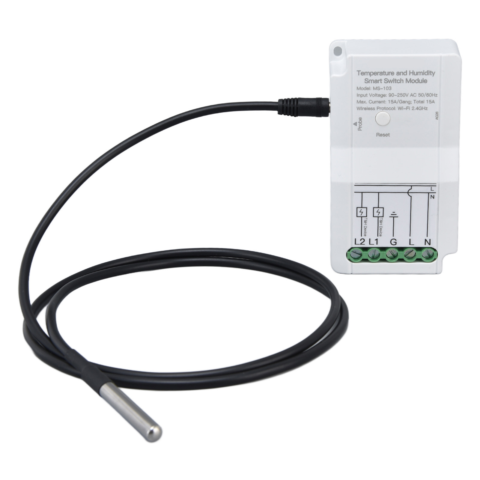 Dual-output-wlan-temperatur-/feuchtigkeitsschaltmodul Mit Relais Und 90-250-v-temperaturfühler Für Die Tuya Smart-anwendung