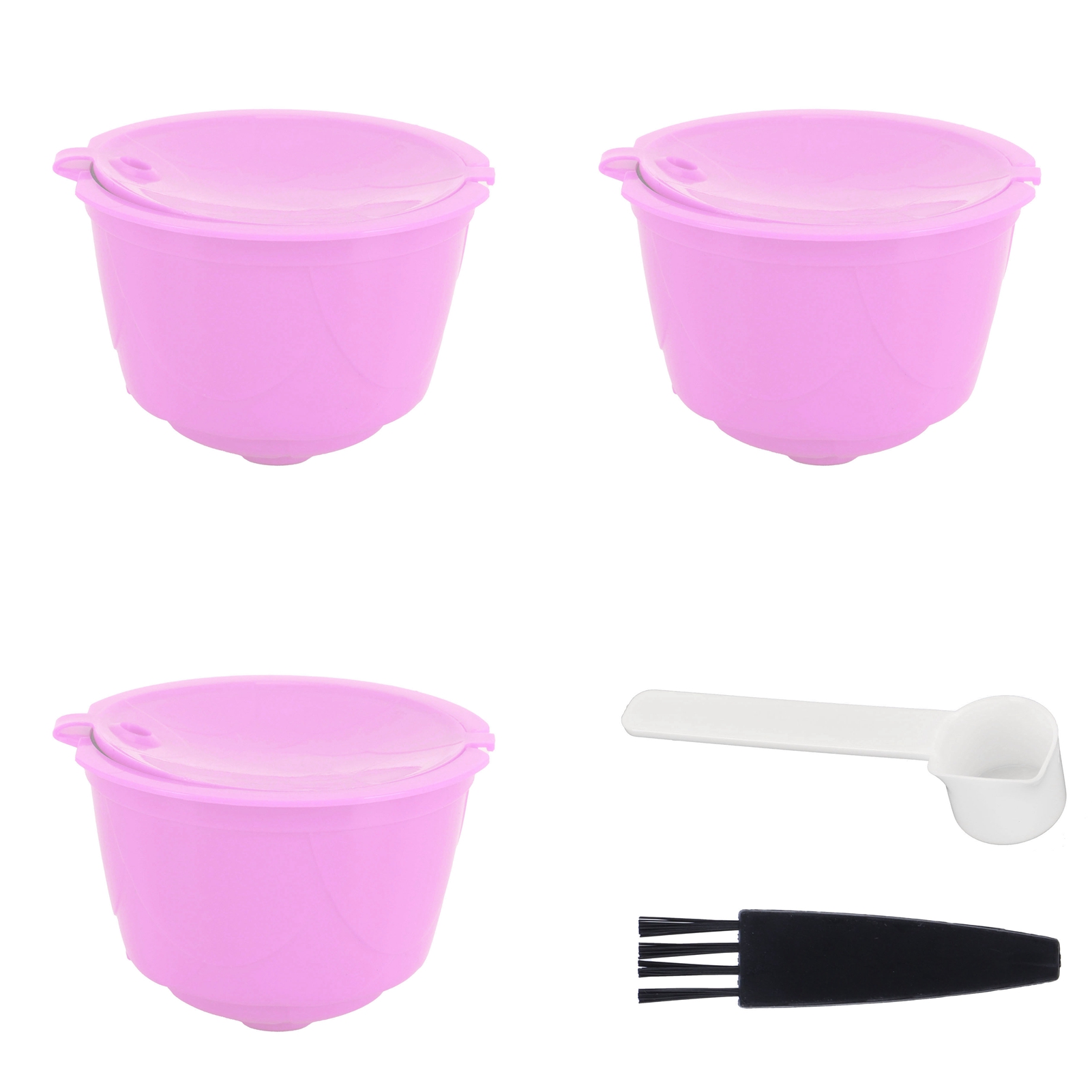 Set Mit Wiederverwendbaren Kapseln, Nachfüllbaren Kaffeefilterpads Für Die Dolce Gusto Kaffeemaschine (lila, 3 Kapseln, 1 Löffel, 1 Reinigungsbürste)