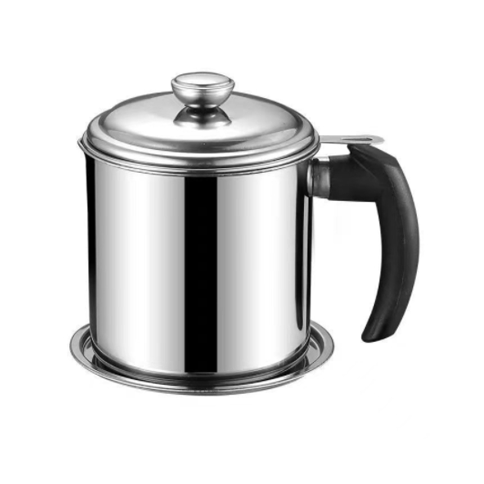 Ölfiltertopf Aus Lebensmittelechtem Edelstahl, Staubdicht, Feines Sieb, Mit Deckel, 1,3 L (201), Kochplatte, Holzgriff.