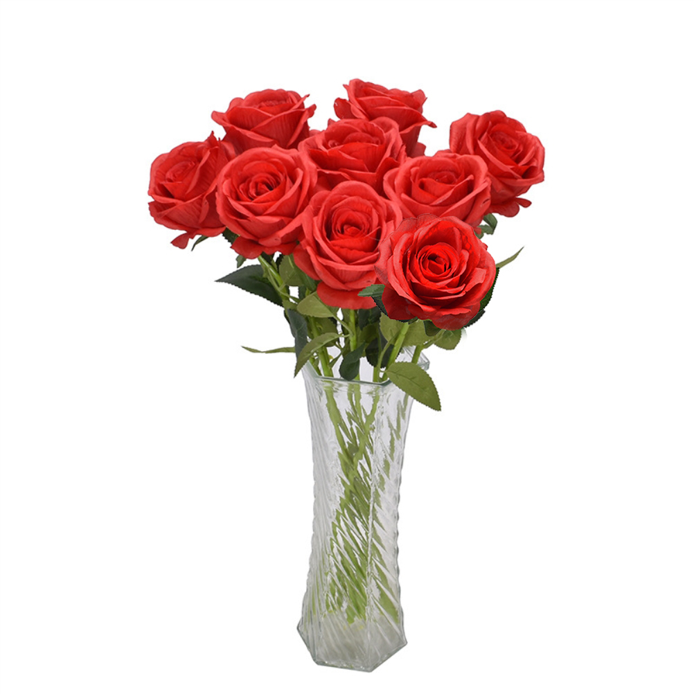 Set Mit 9 Künstlichen Seidenrosen Zur Dekoration Von Wohnräumen Und Hotels.