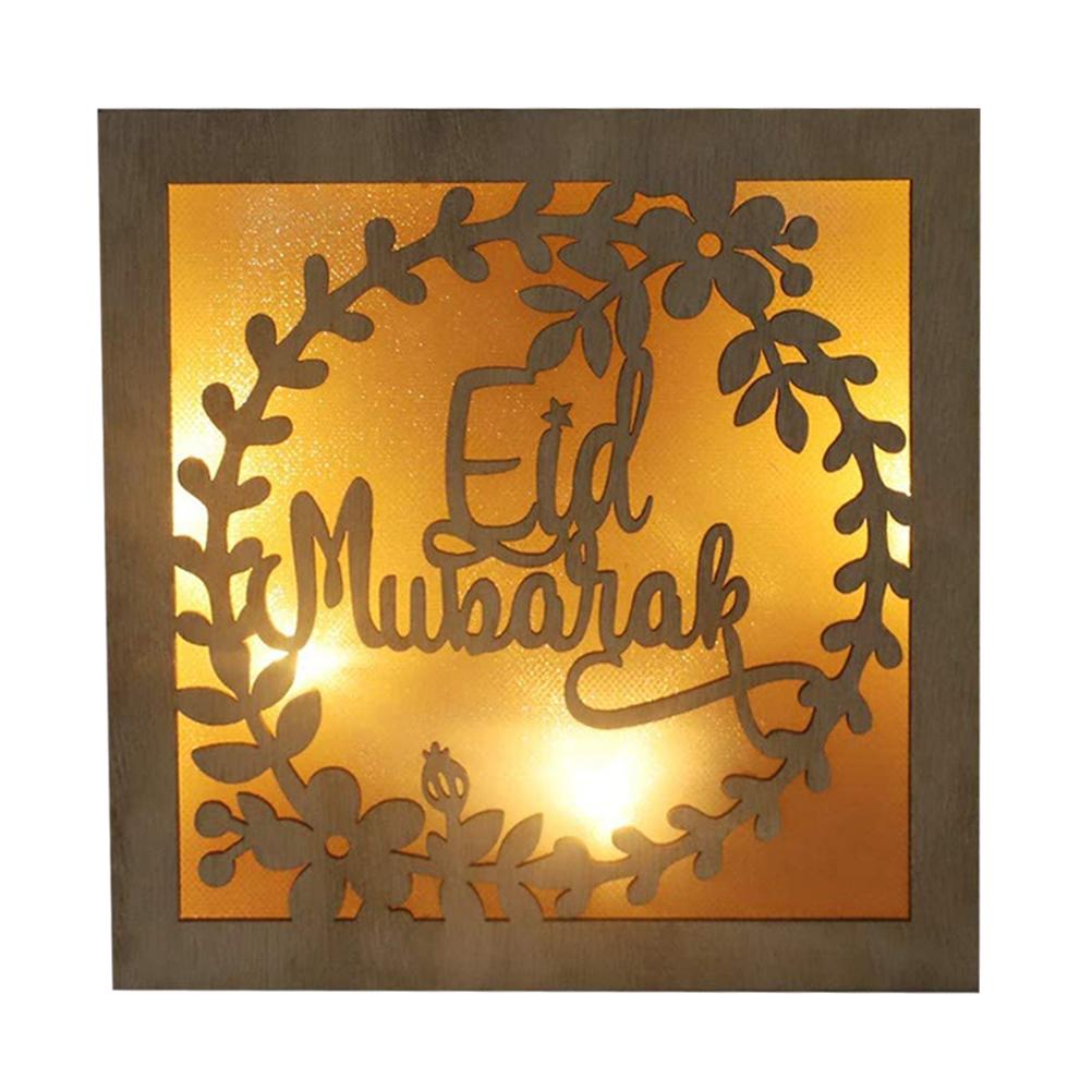 Handgefertigtes Hölzernes Nachtlicht Für Eid, Handgefertigte 3d-ramadan-mubarak-lampe Mit Led-mond- Und Sternenlichtern