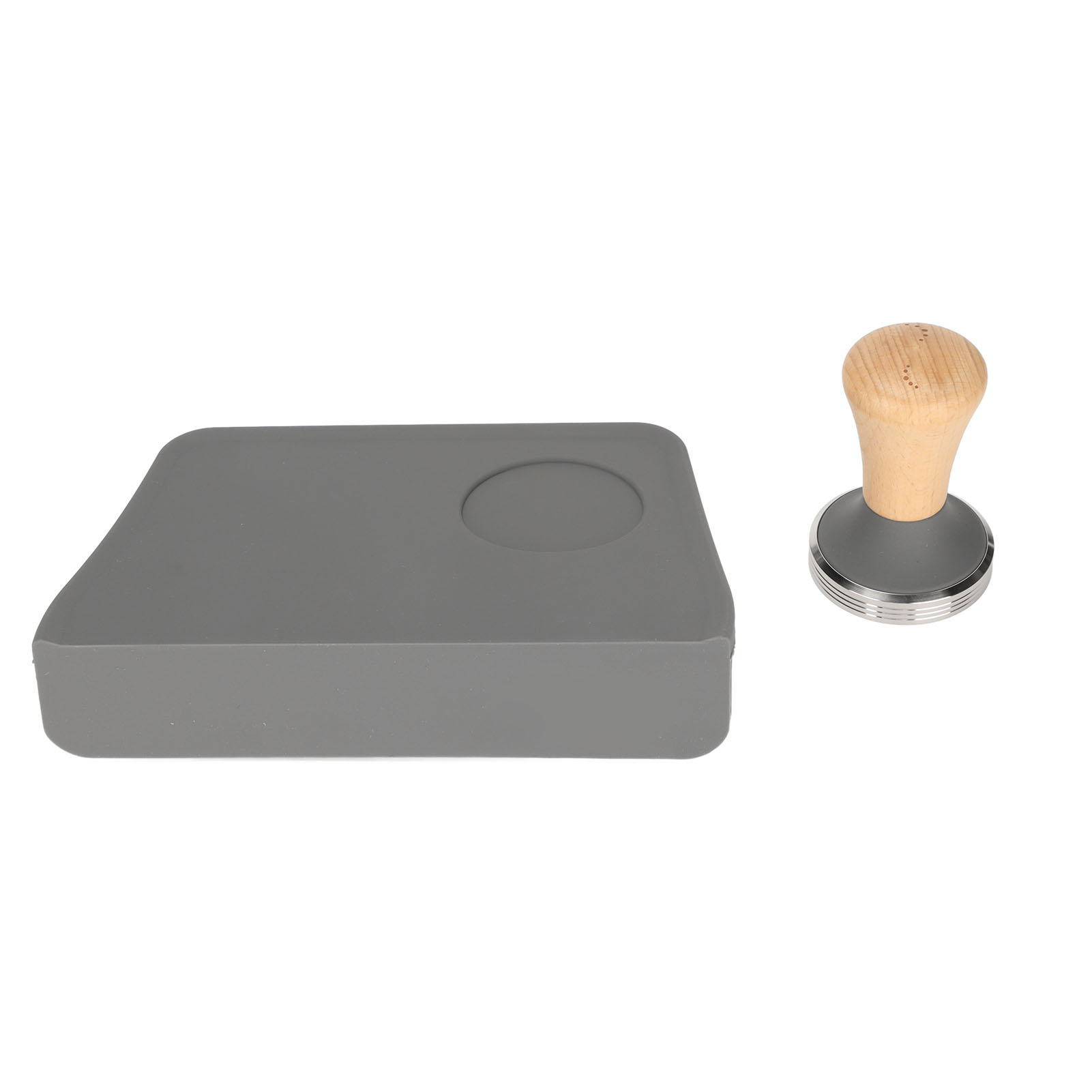 Set Mit 2 Silikon-kaffeetampfmatten, 90°-winkel, Mit Integriertem Tamper, Grau, 51 Mm Durchmesser