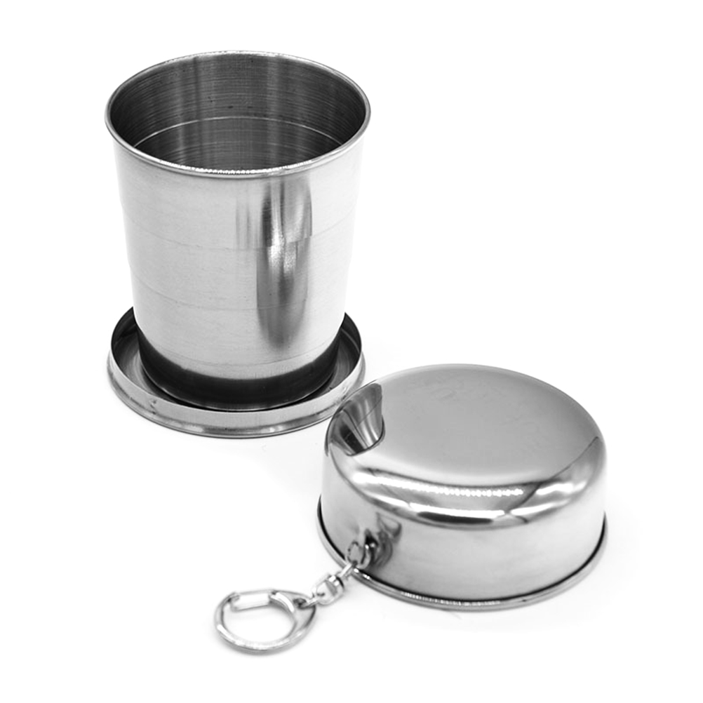 Tragbarer, Faltbarer Edelstahlbecher (240 Ml), Mini-teleskop-faltglas.