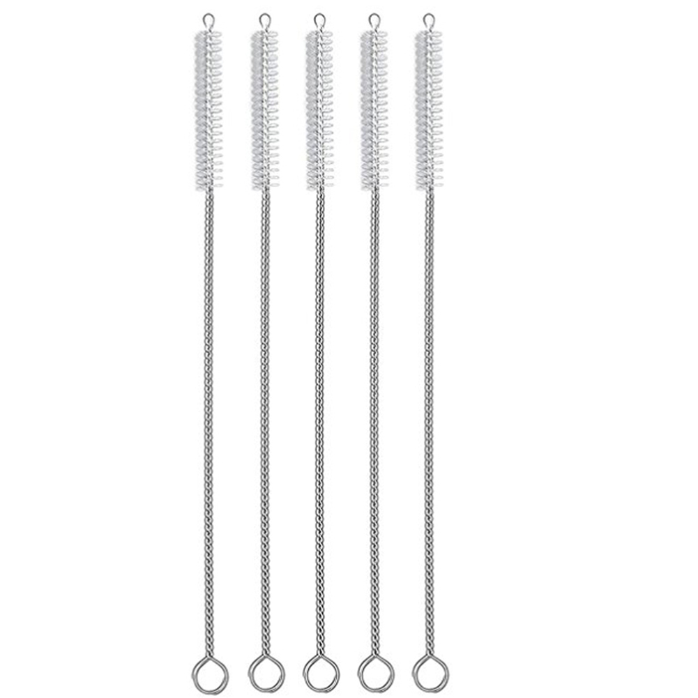 Set Mit 5 Lebensmittelechten Edelstahl-strohhalmbürsten Zur Reinigung Von Strohhalmen.