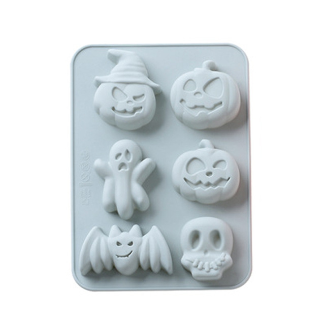 Halloween-silikonform Mit 6 Mulden, Geist, Kürbis, Fledermaus, Gebäckform, Seifenform, Süßigkeiten, Schokolade