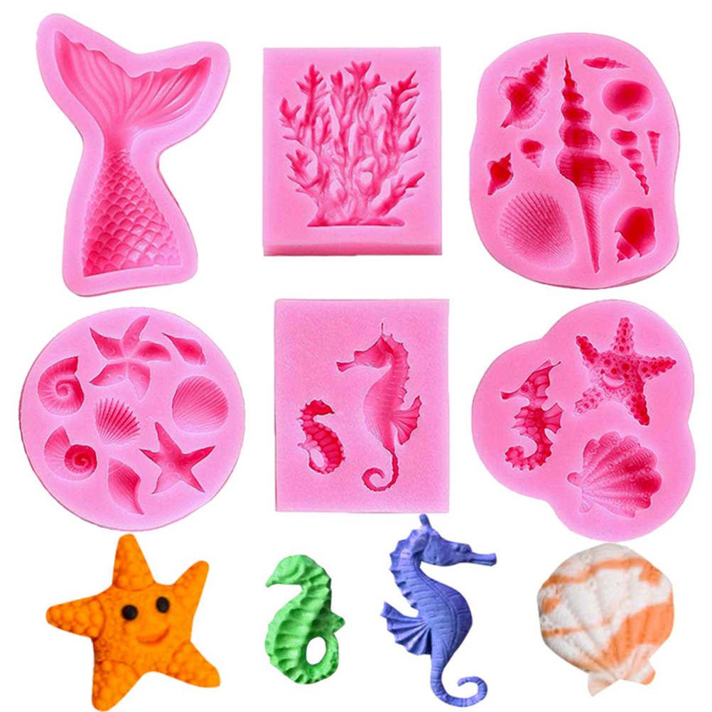 Silikon-fondantform Mit Maritimen Motiven: Muschel, Schneckenhaus, Meerjungfrauenschwanz, Handgefertigte Backutensilien