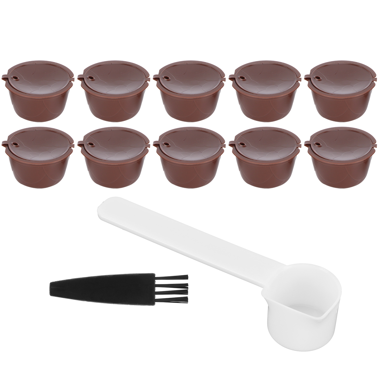 Wiederverwendbares Und Nachfüllbares Kaffeekapsel-set Mit Filter, Kompatibel Mit Der Dolce Gusto Maschine (10 Kapseln, 1 Löffel, 1 Reinigungsbürste)