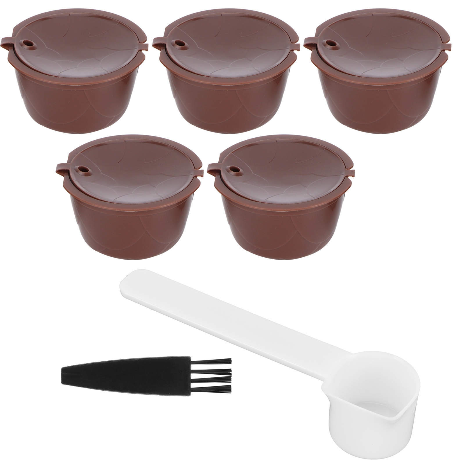 Wiederverwendbares Und Nachfüllbares Kaffeekapsel-set Mit Filter, Kompatibel Mit Der Dolce Gusto Maschine (5 Kaffeekapseln, 1 Löffel, 1 Reinigungsbürste)