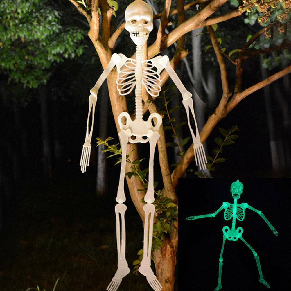 90 Cm Großes, Beleuchtetes Halloween-skelett Zum Aufhängen, Flexible Gelenke, Gruselige Und Ungewöhnliche Außendekoration