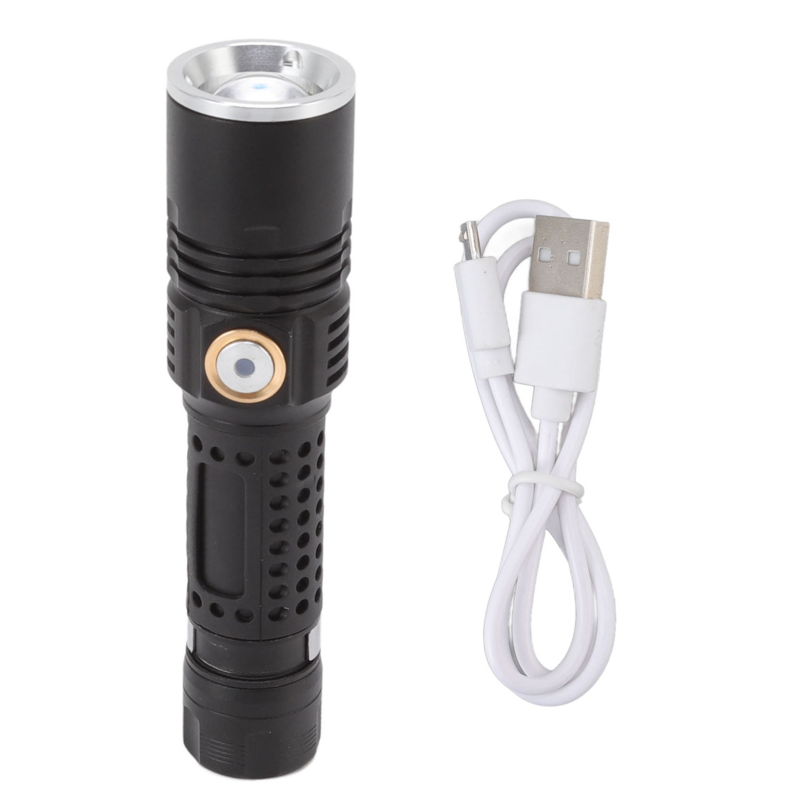 Hochleistungs-led-taschenlampe Mit 800 Lm, 3 Leuchtmodi, Drehbarem Zoom, Usb-aufladbar Mit Metallclip, Ideal Zum Campen.
