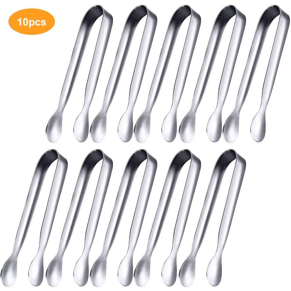 Set Mit 10 Edelstahl-zuckerzangen, Eiswürfelzangen Und Mini-servierzangen