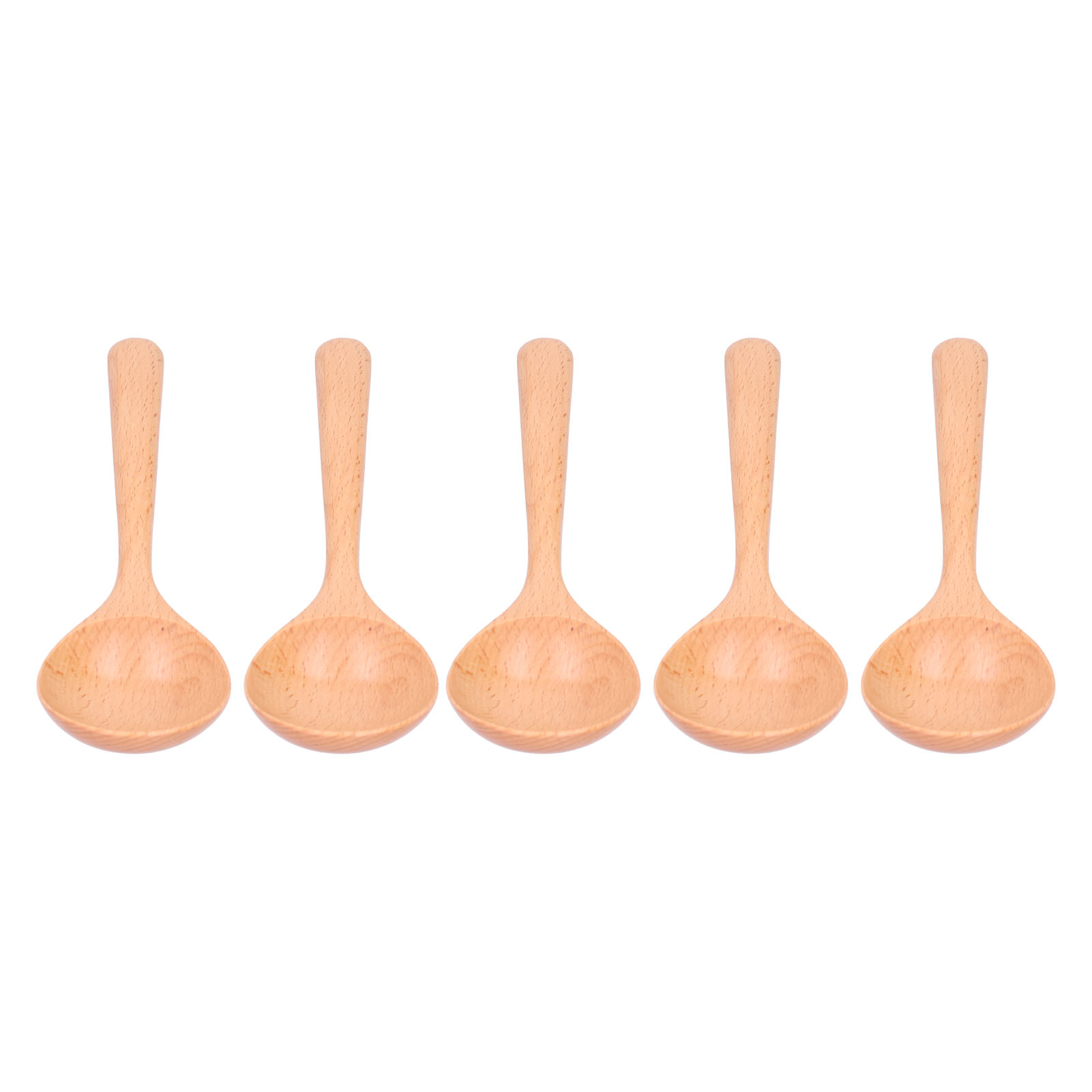 Set Aus 5 Langstieligen Holzlöffeln, Holzkellen Zum Mischen Und Rühren, Küchenutensilien, Holzfarbe.