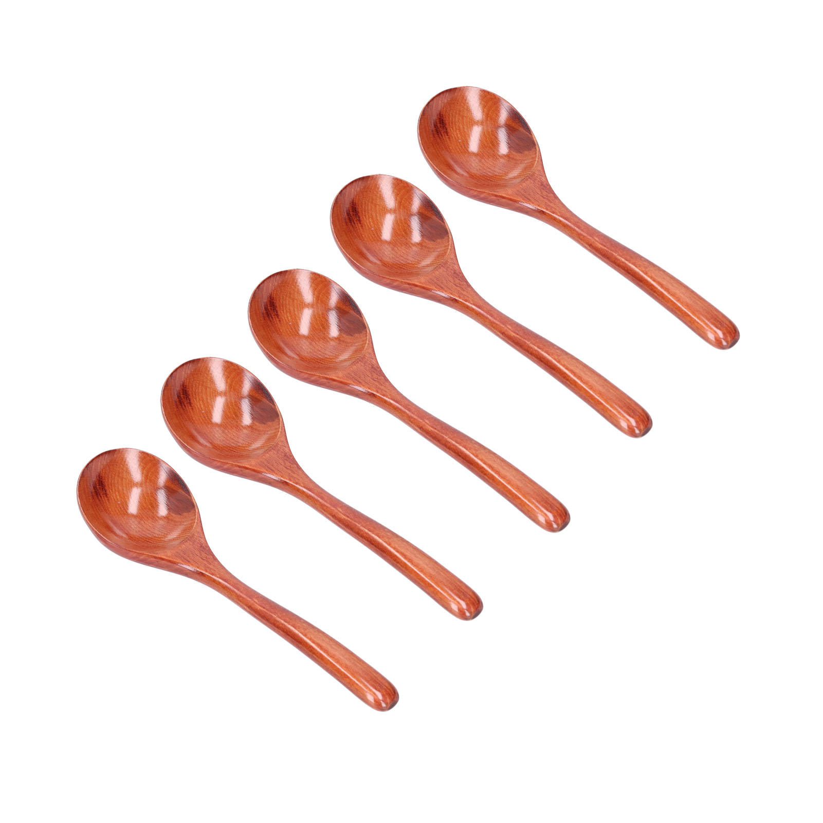 Set Aus 5 Langstieligen Holzlöffeln, Holzkellen Zum Mischen Und Rühren, Küchenutensilien, Dunkle Farbe