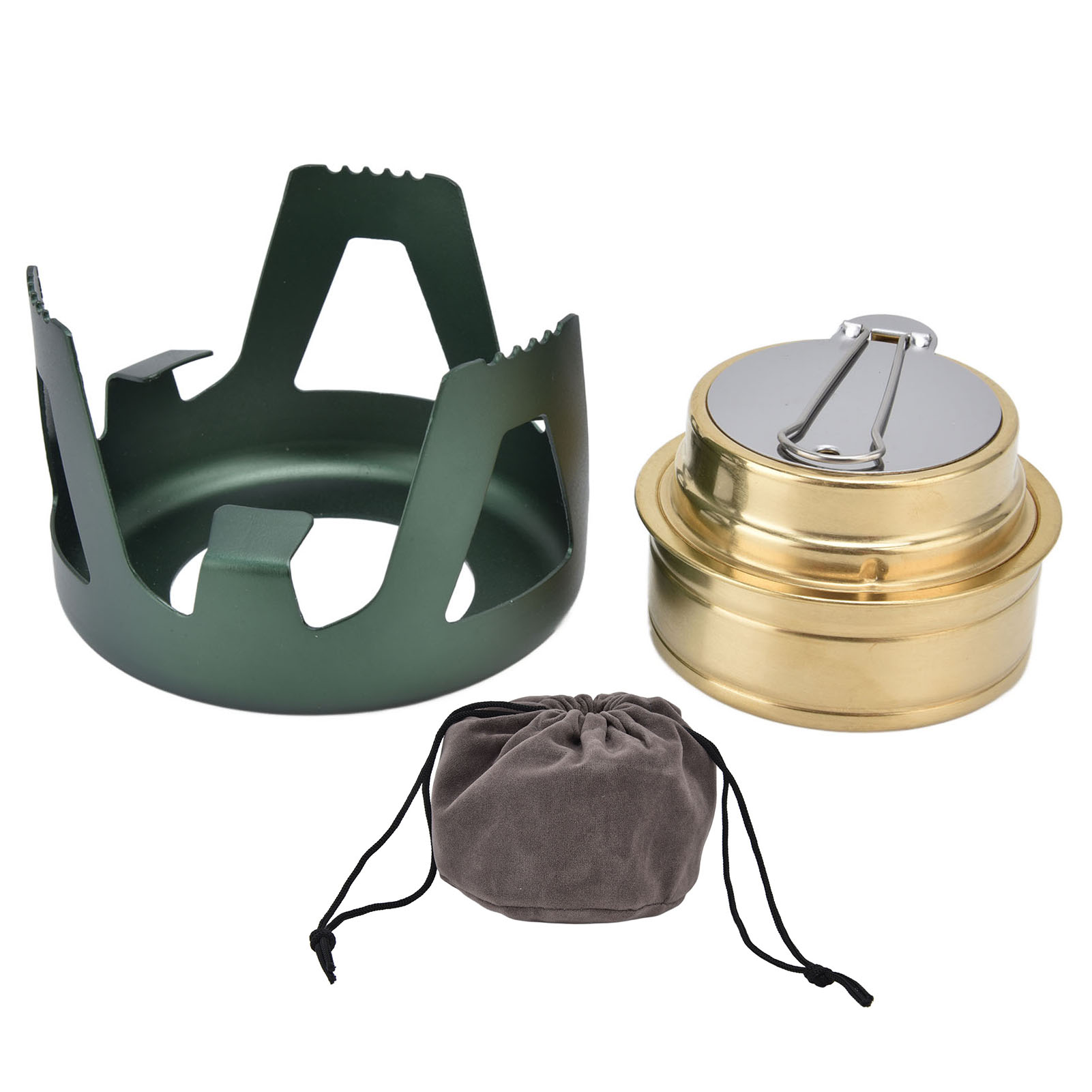 Tragbarer, Windfester Campingkocher Mit Flüssigalkoholverdampfer Und Ständer Für Outdoor-camping (grün)