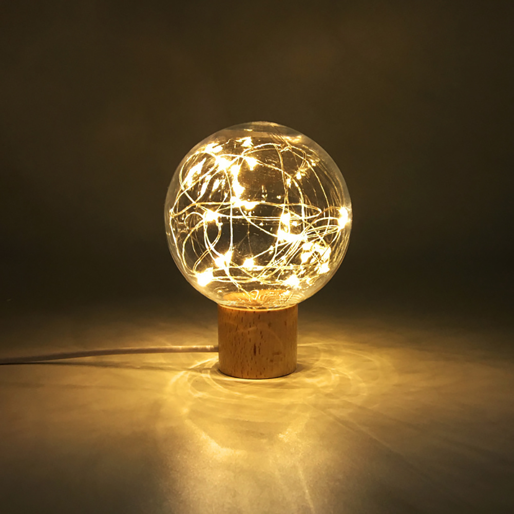 Originelle Led-lampe Mit Holzsockel, Romantisches Licht, Innendekoration