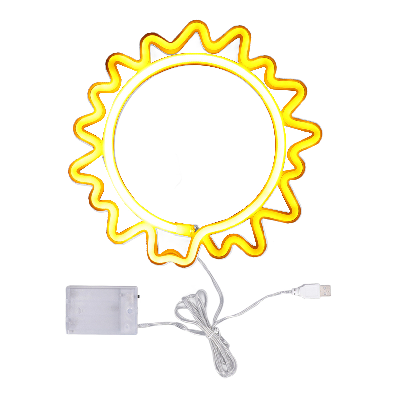 Neon-sonnenschild, Wiederaufladbare Led-neon-sonnenblume Über Usb, Wanddekoration Für Zuhause, Bar Oder Weihnachten.