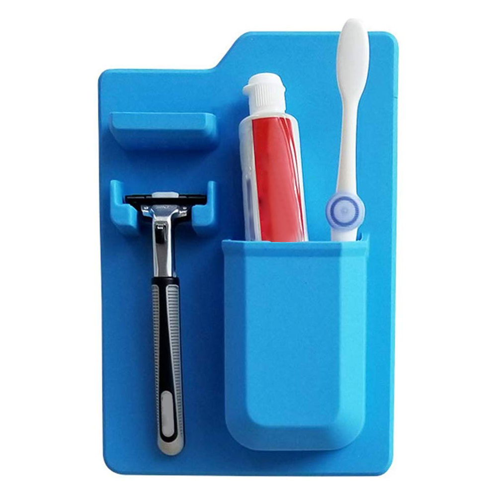 Silikon-toilettenorganizer, Wasserdichter Zahnbürstenhalter, Selbstklebendes Regal