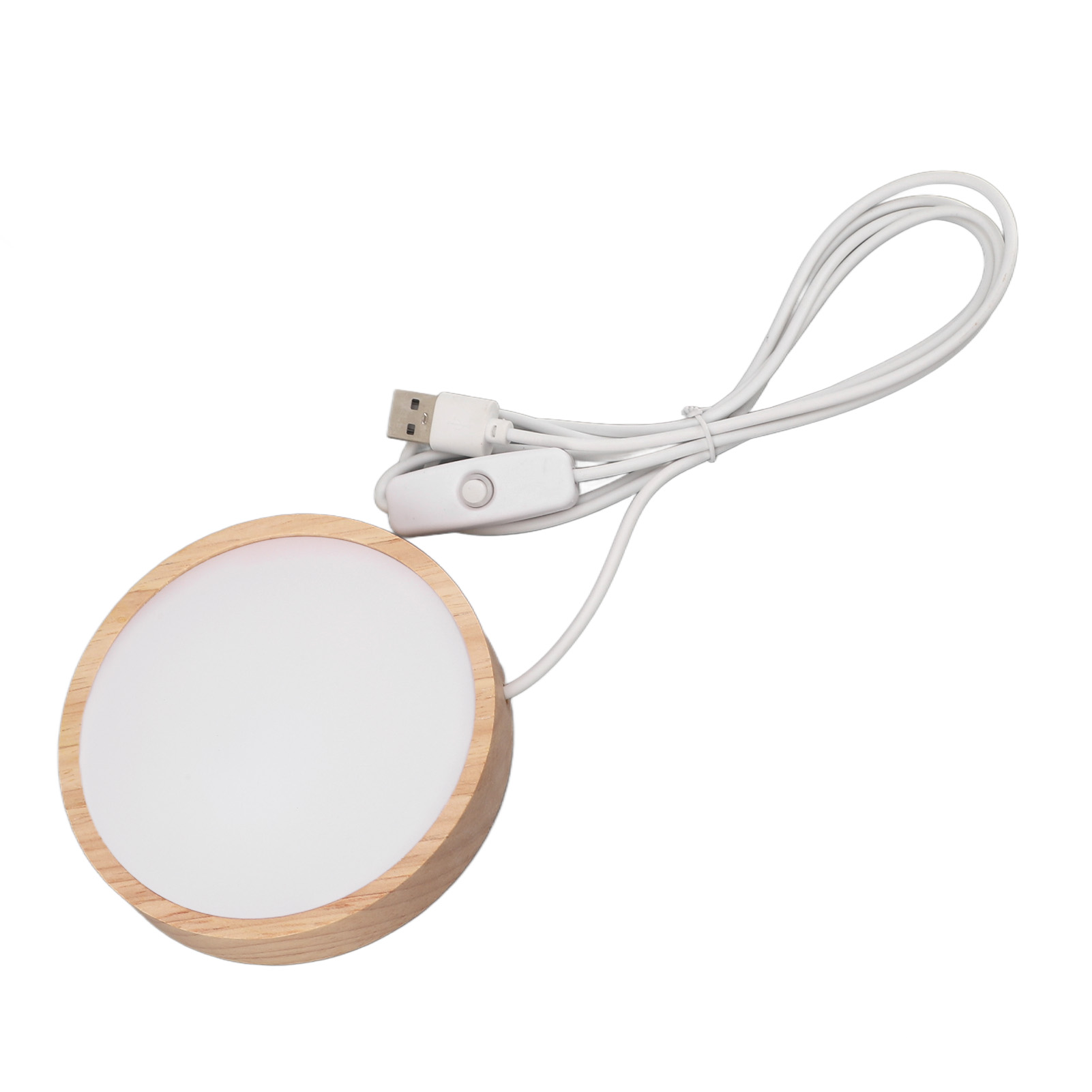Runder Rgb-led-lichtsockel Aus Holz Für Kunstobjekte Aus Acryl, Glas Oder Harz.
