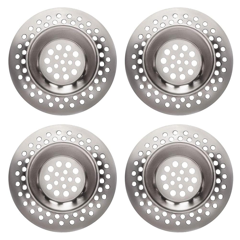 Set Mit 4 Edelstahl-abflussstopfen Für Küchen- Und Badezimmerspülen, Inklusive Filter Und Sieb.
