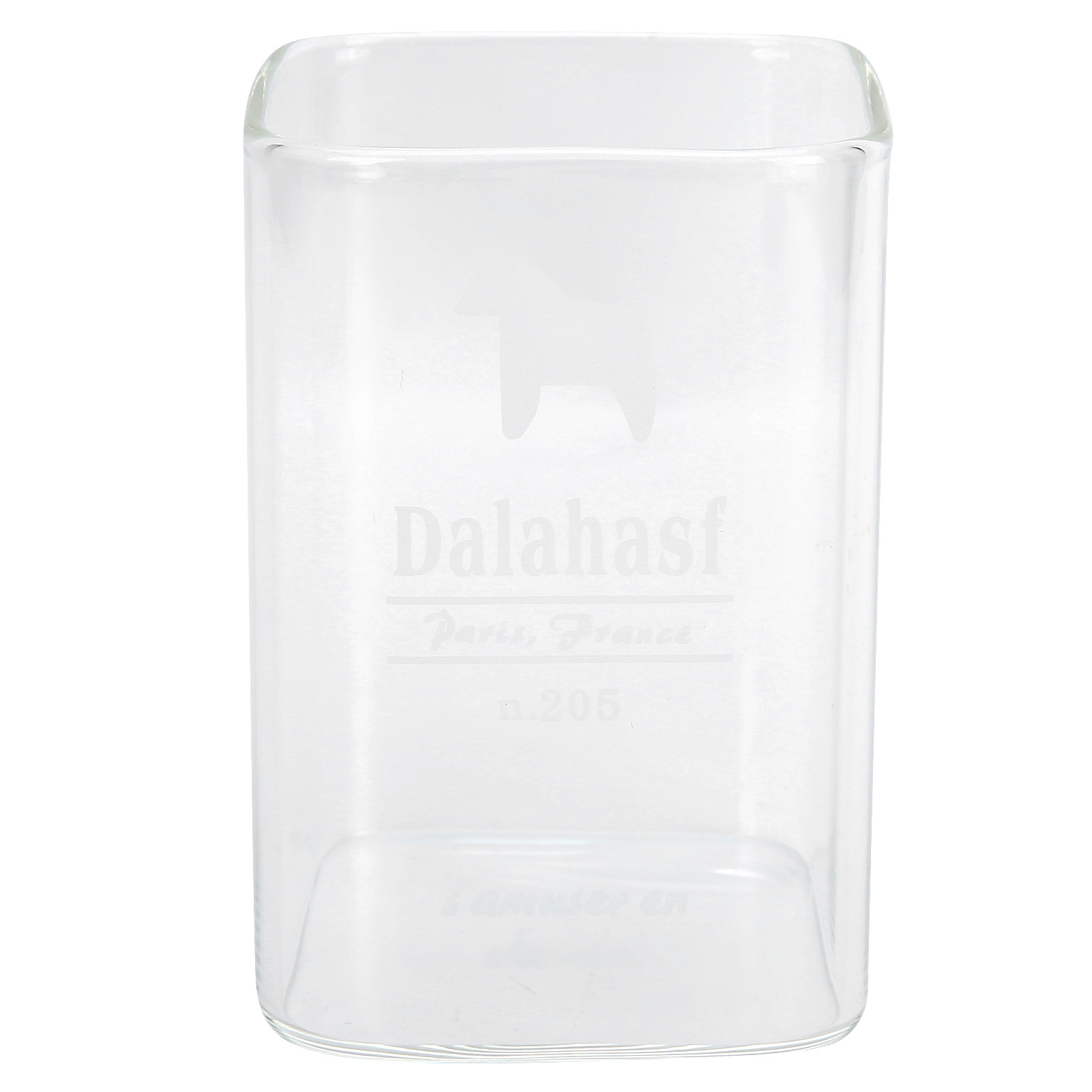 Quadratischer Glasbecher (240 Ml), Hitzebeständig, Mit Pferdemotiv, Für Getränke Und Küchenutensilien.
