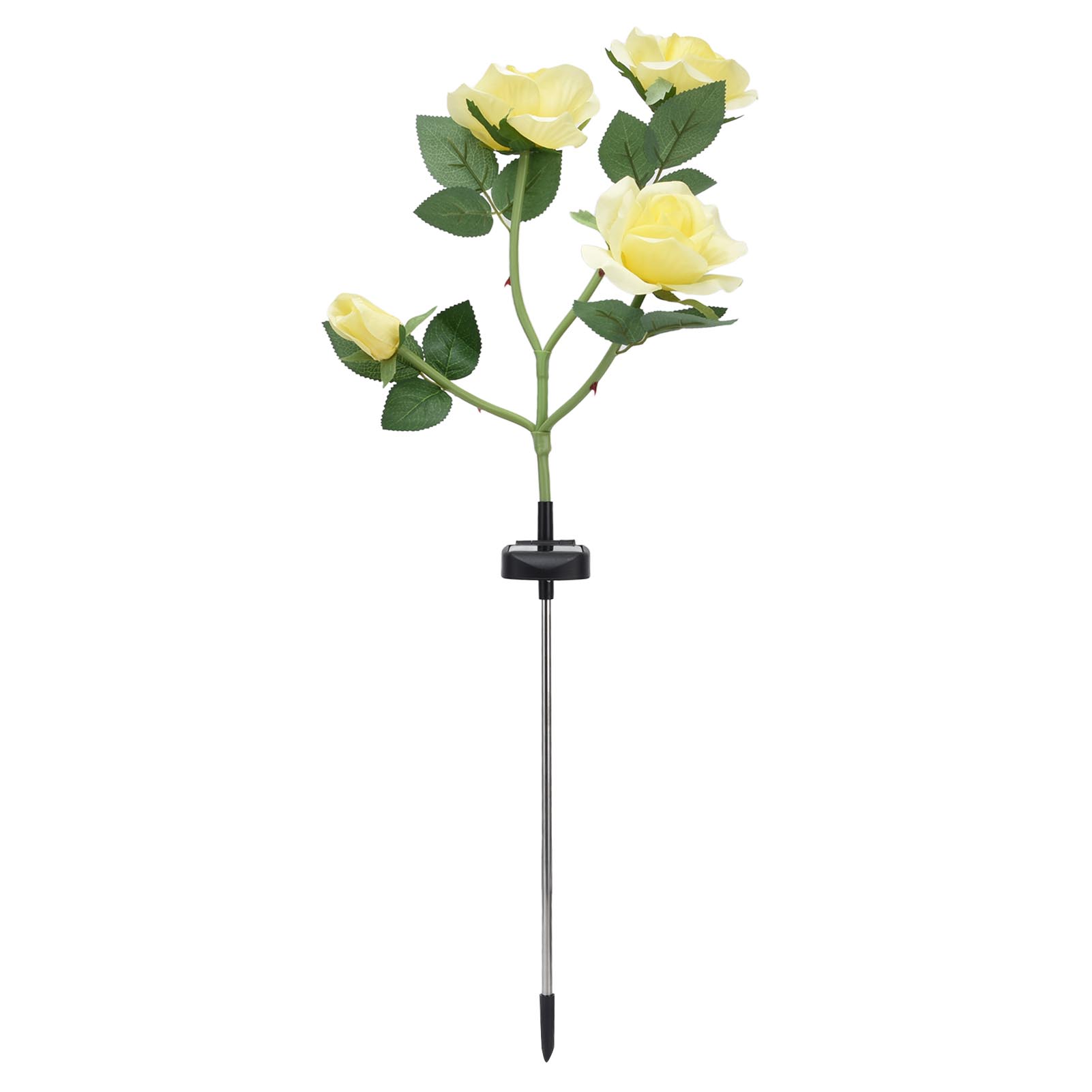 Vierköpfige, Rosenförmige Solarlampe, Ip65 Wasserdicht, Dekorative Led-blumenlampe Für Garten Und Hof (gelbes Led-licht)