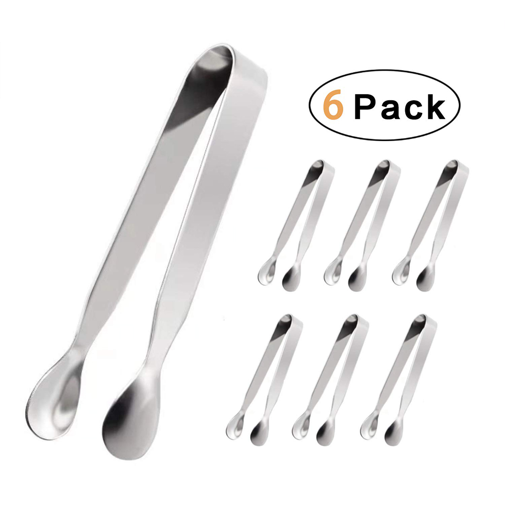 Set Mit 6 Eiszangen, Mini-servierzangen, Küchenzangen Aus Edelstahl Für Vorspeisen Und Eiswürfel.