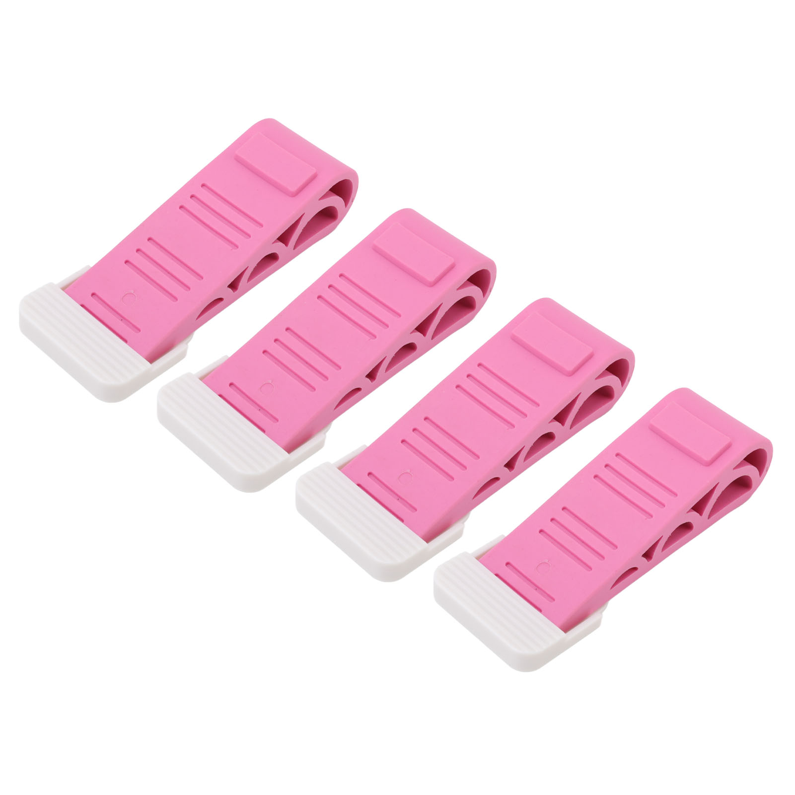 Set Mit 4 Rosafarbenen Türstoppern Aus Gummi, Sicherheitskeile Für Die Unterseite Der Tür, Die Auf Dem Boden Platziert Werden.