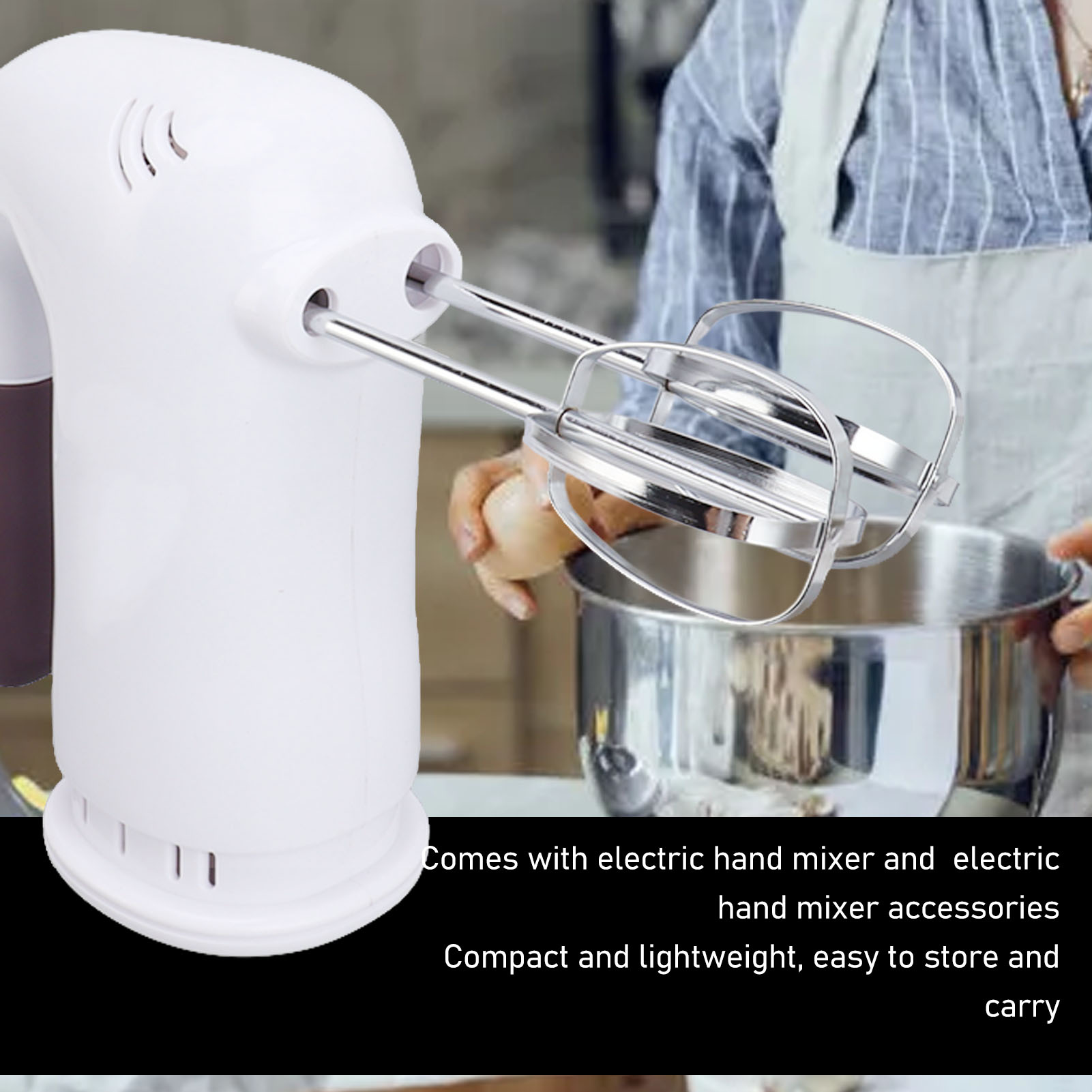 Elektrischer Handmixer Mit 5 Geschwindigkeitsstufen, 500 W Leistung Und Schneebesen Zum Backen Und Kochen (eu 220 V)