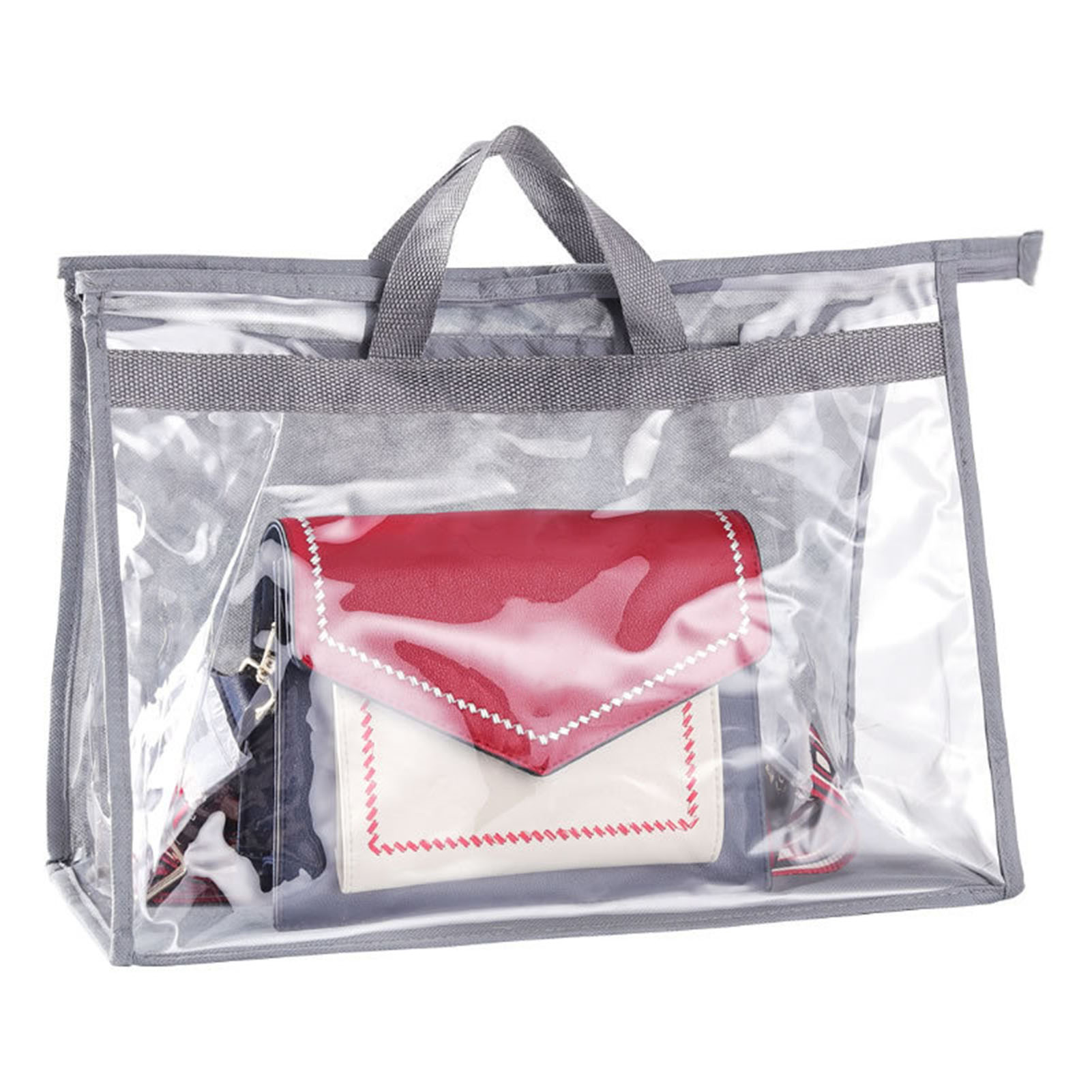 Schutzhülle Für Handtaschen, Ideal Zur Aufbewahrung Im Kleiderschrank. Transparente Pvc-aufbewahrungstasche Mit Reißverschluss Und Tragegriff, Perfekt Für Zuhause Und Unterwegs. Größe L.