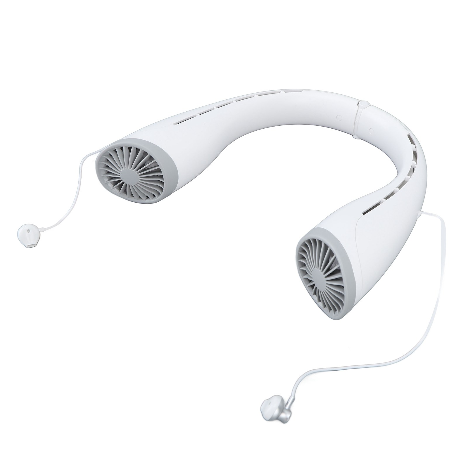 Bluetooth-nackenventilator Mit Integrierten Kopfhörern, Usb-aufladbar, 4000 Mah, Freihändig, Klingenlos, Leise Und Tragbar (weiß).