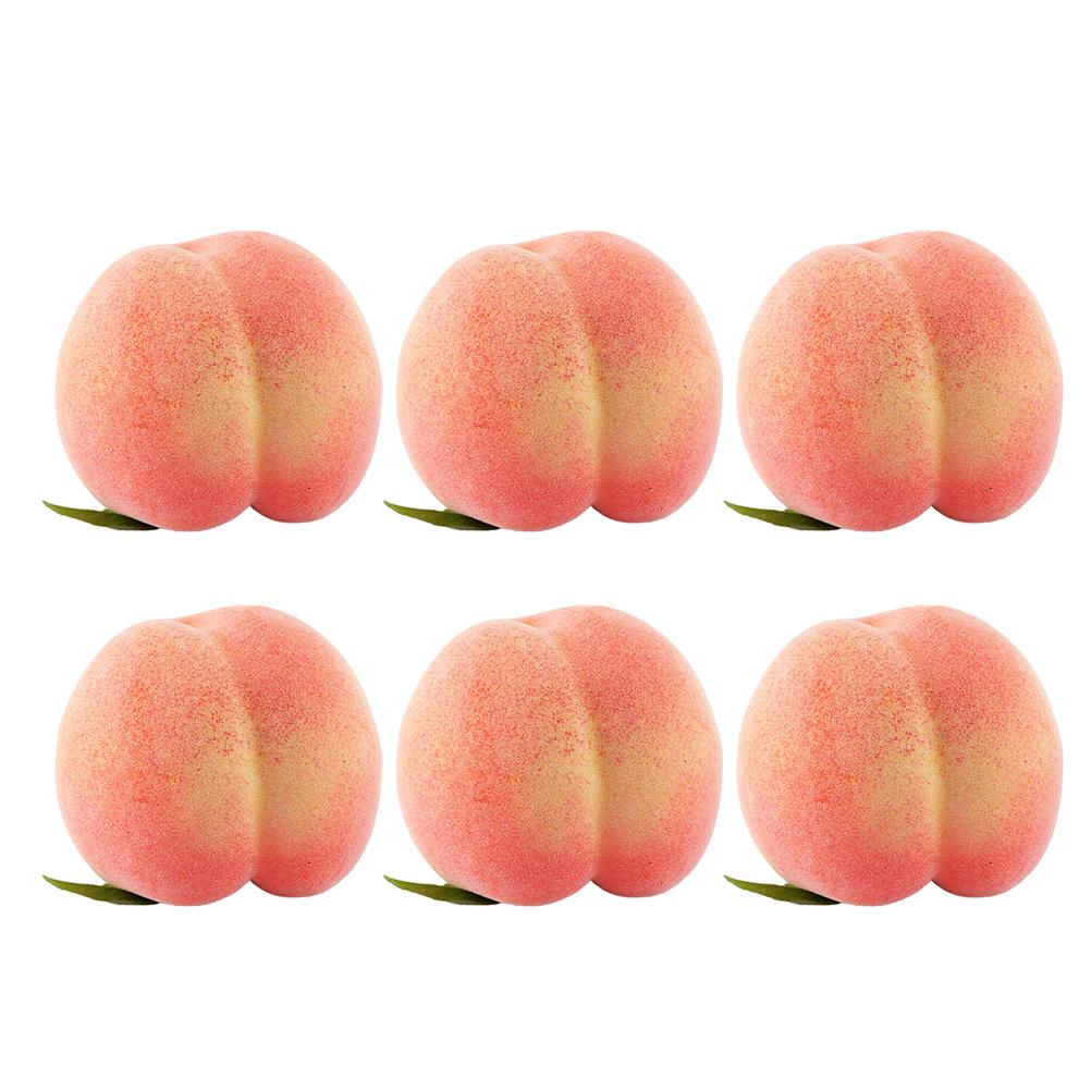 Set Mit 6 Künstlichen Pfirsichen, Realistische Früchte Zur Dekoration Von Zuhause, Einem Obstladen Oder Einer Supermarkttheke.