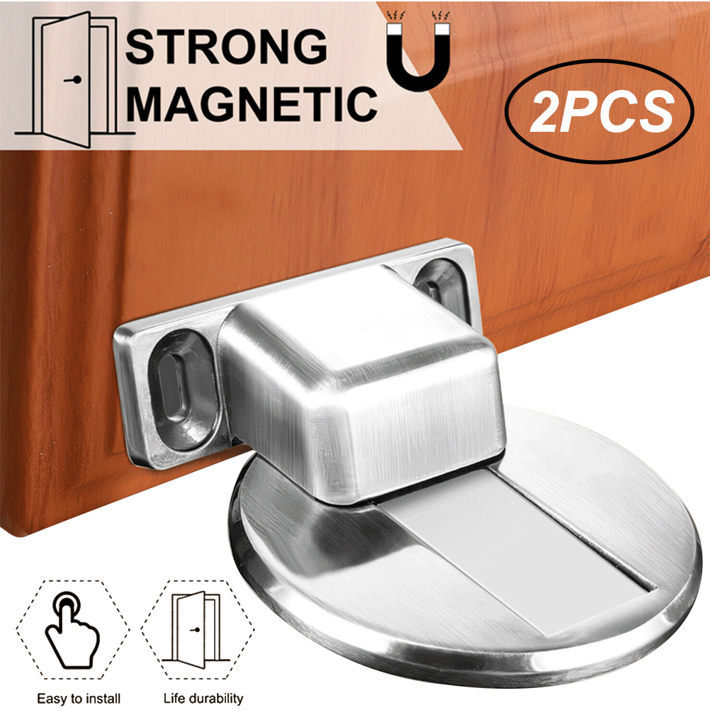 Set Mit 2 Selbstklebenden Magnetischen Türstoppern Aus Metall Für Haustüren