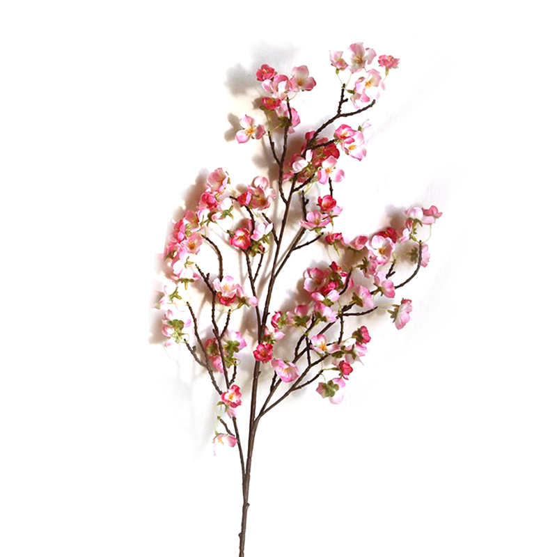 Künstlicher Kirschblütenzweig, 4 Realistische Zierzweige, 97 Cm, Dunkelrosa